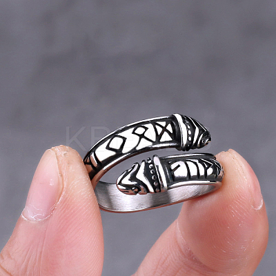 Stainless Steel Word Open Cuff Ring FIND-PW0020-16A-1