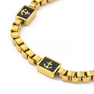 304 Stainless Steel Enamel Box Chain Anchor Link Bracelets for Women BJEW-G717-15G-1