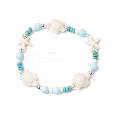 3Pcs Dyed Synthetic Turquoise & Natural Howlite Beads Bracelets for Women BJEW-JB11794-1