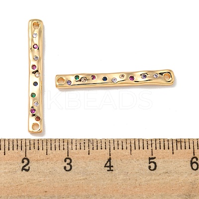 Brass Pave Colorful Cubic Zirconia Connector Charms KK-K378-13G-1