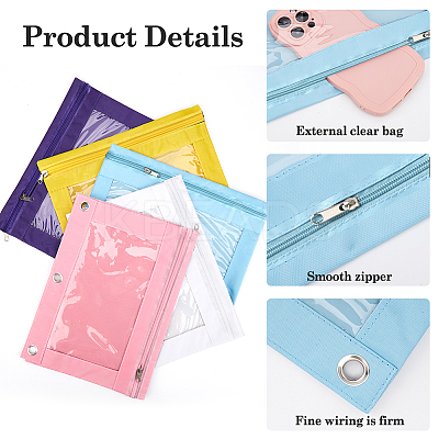 10Pcs 5 Colors Oxford Cloth with Alloy Pen Cases for 3-Ring Binder AJEW-CP0007-99A-1