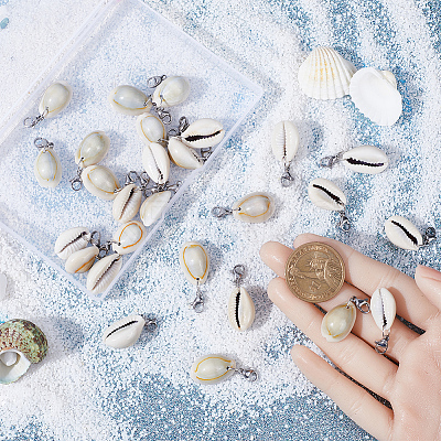 30Pcs Natural Cowrie Shell Pendant Decorations HJEW-SC0001-42-1