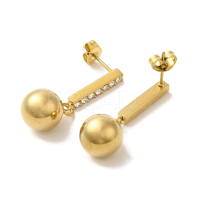 Ion Plating(IP) 304 Stainless Steel Inlay Rhinestone Stud Earrings for Women EJEW-M024-06A-G-1