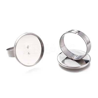 Tarnish Resistant Adjustable 304 Stainless Steel Finger Rings Components STAS-F149-18P-G-1