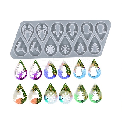 DIY Christmas Theme Teardrop Pendant Silicone Molds DIY-I102-02-1