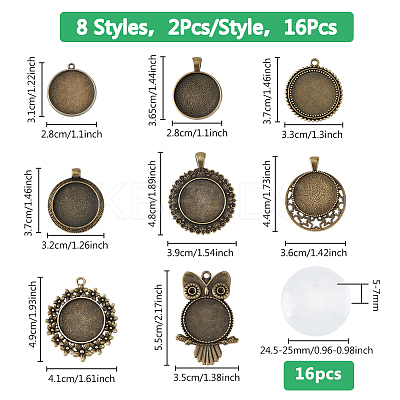 DIY Flat Round Pendant Jewelry Kits DIY-DC0003-24-1
