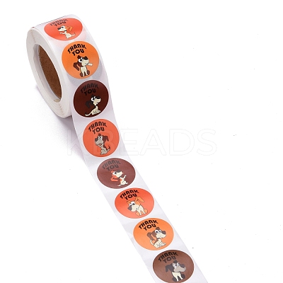 Flat Round Paper Thank You Stickers DIY-C042-12C-1