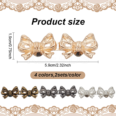 8 Sets 4 Colors Bowknot Shape Alloy Adjustable Jean Button Pins FIND-AN0001-47-1