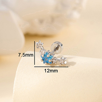 Brass Pave Cubic Zirconia Star Cartilage Earrings FS-WG0D3BD-04-1