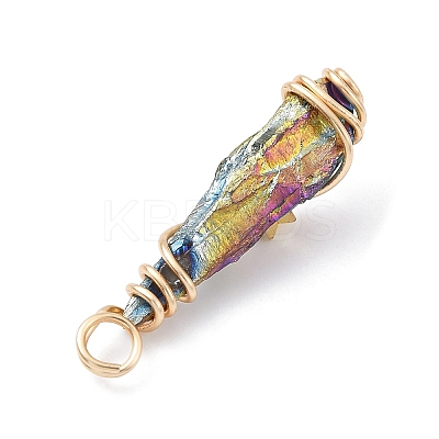 Electroplated Raw Rough Natural Quartz Crystal Copper Wire Wrapped Pendants PALLOY-JF02414-01-1