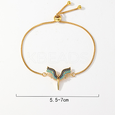 Brass Cubic Zirconia Goddess Wing Link Slider Bracelets for Women FS4700-1