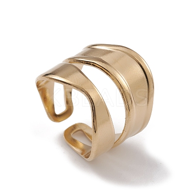 Ion Plating(IP) 304 Stainless Steel Twist Wave Open Cuff Rings for Women RJEW-G285-26G-1