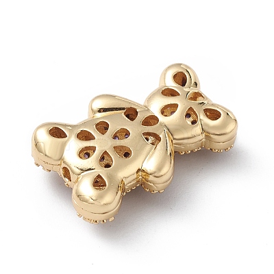 Real 18K Gold Plated Rack Plating Brass Micro Pave Cubic Zirconia Beads ZIRC-L100-135G-1