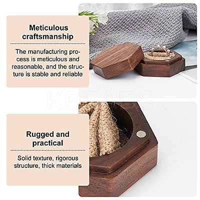 Hexagon Wooden Finger Ring Boxes CON-WH0085-66-1