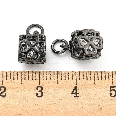 Rack Plating Brass Micro Pave Clear Cubic Zirconia Charms KK-F089-15EB-1
