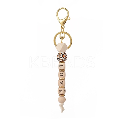 LOVE Wooden Beaded Pendant Keychain KEYC-JKC00461-1