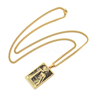 304 Stainless Steel Tarot Pendant Necklaces NJEW-A026-01G-11-1