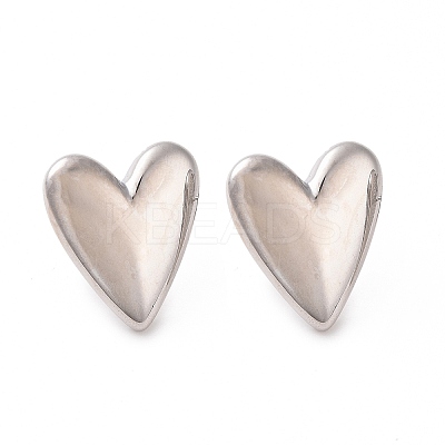 Brass Heart Stud Earrings for Women EJEW-C008-26P-1