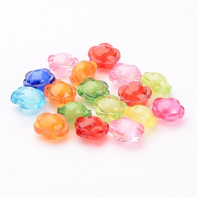 Mixed Color Transparent Faceted Flower Acrylic Beads X-TACR-S104-M-1
