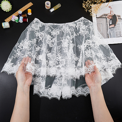 Detachable Polyester Bridal Lace Shawls AJEW-WH0696-057-1