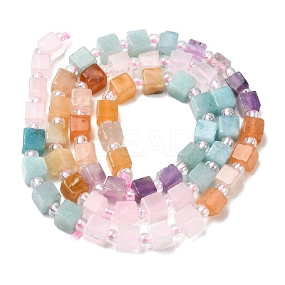 Natural Rose Quartz & Red Aventurine & Amethyst & Yellow Aventurine & Dyed White Jade Beads Strands G-H333-03B-1