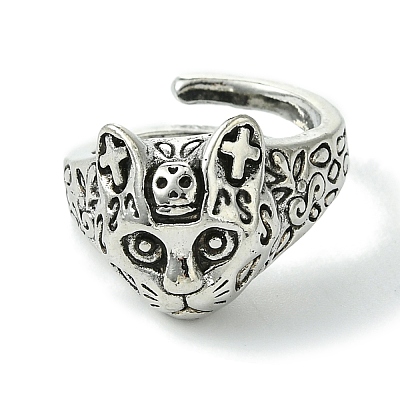 Vintage Leopard Alloy Open Cuff Rings RJEW-K275-42AS-1