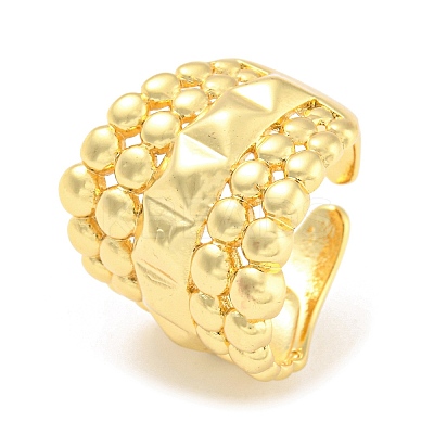 Rack Plating Brass Pyramid Open Cuff Rings RJEW-Q784-03G-1