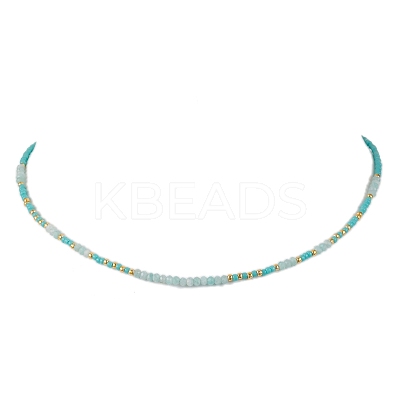 Bohemian Style Natural Amazonite Beaded Necklaces NJEW-JN04658-02-1