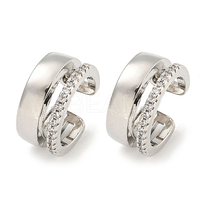 Brass Micro Pave Cubic Zirconia Cuff Earrings EJEW-C104-096P-1