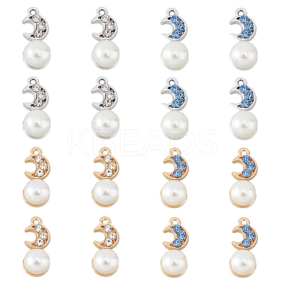 40Pcs 4 Colors Alloy Rhinestone Pendants FIND-FH0007-36-1