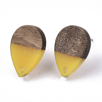 Resin & Walnut Wood Stud Earring Findings MAK-N032-002A-B06-1