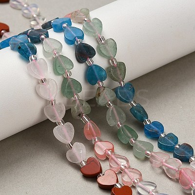 5 Styles Cherry Quartz Glasss & Natural Green Aventurine & Apatite & Rose Quartz & Red Jasper Beads Strands G-F811-A02-01-1