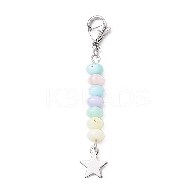 3Pcs 304 Stainless Steel with Dyed Natural Freshwater Shell Bead Pendant Decoration HJEW-JM03187-02-1