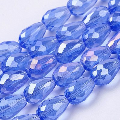 Electroplate Glass Beads Strands EGLA-D015-15x10mm-12A-1
