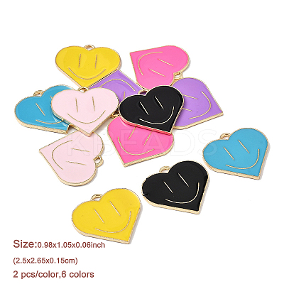 12Pcs 6 Colors Alloy Enamel Pendants ENAM-FP0001-77-1