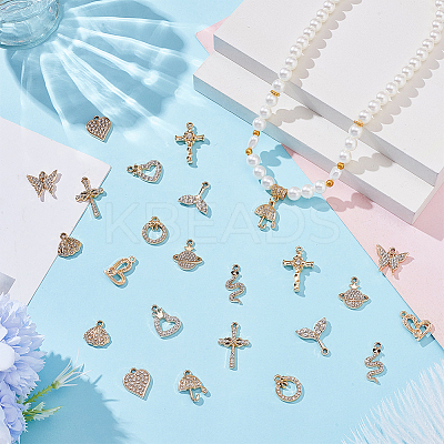 24Pcs 12 Styles Alloy Crystal Rhinestone Pendants FIND-WR0012-69-1