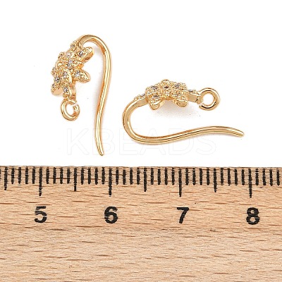 Brass Micro Pave Clear Cubic Zirconia Flower Earring Hooks KK-A274-16G-1