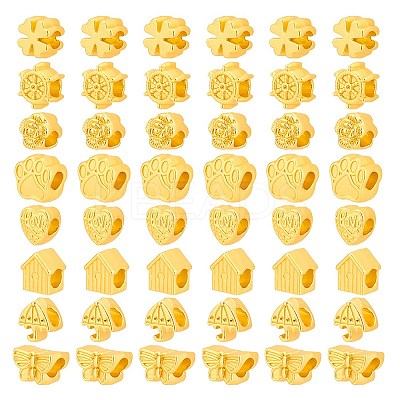 48Pcs 8 Styles Rack Plating Alloy European Beads FIND-PH0010-31-1