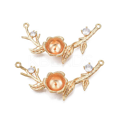 Brass Clear Cubic Zirconia Peg Bails Pendants KK-N216-366LG-1