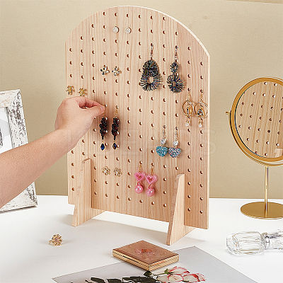 Arch Shaped Wood Earring Organizer Display Stands ODIS-WH0043-103-1