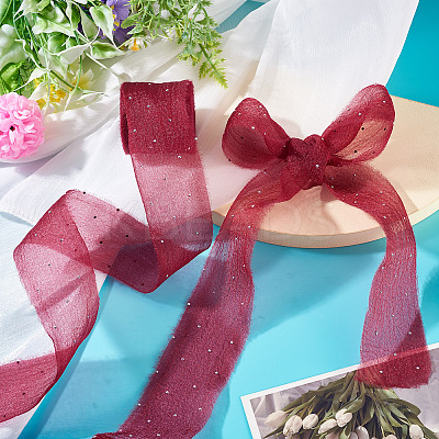 2Rolls Polyester Hot-fix Rhinestone Raw Edges Ribbon OCOR-TA0003-95J-1