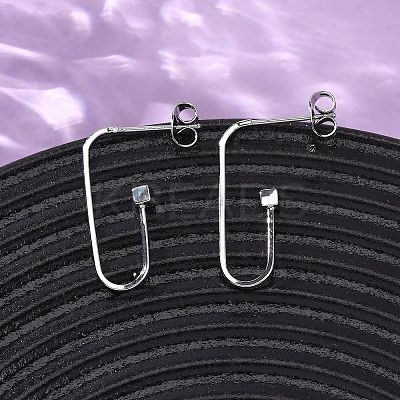 Brass Cube Stud Earrings EJEW-S280-04P-1