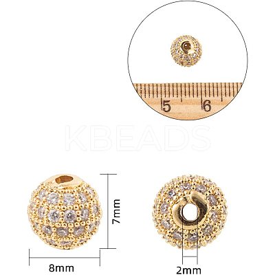 Rack Plating Brass Cubic Zirconia Beads ZIRC-NB0001-09-1