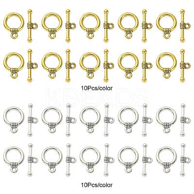 20Pcs 2 Colors Tibetan Style Alloy Toggle Clasps FIND-YW0004-22-1