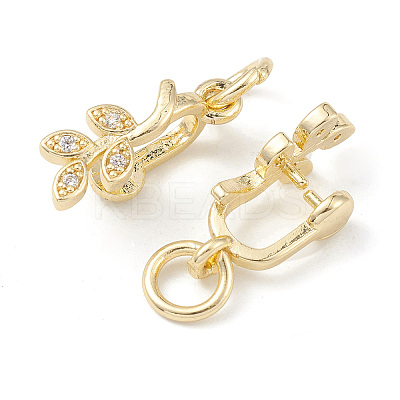 Rack Plating Brass Pave Cubic Zirconia Leaf Shape Ice Pick Pinch Bails KK-G464-07LG-1