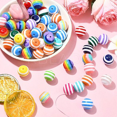 Opaque Striped Resin Beads RESI-CJC0021-16-1