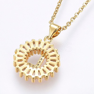 Brass Micro Pave Cubic Zirconia Initial Pendant Necklaces NJEW-H486-30G-L-1