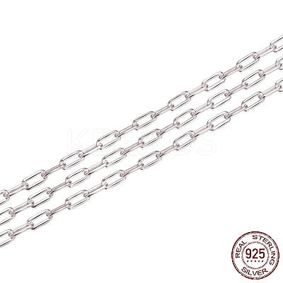Anti-Tarnish Rhodium Plated 925 Sterling Silver Paperclip Chains STER-WH0011-07P-1