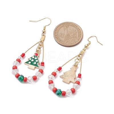 304 Stainless Steel Christmas Tree Dangle Earrings EJEW-TA00455-1