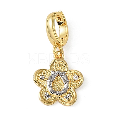 Christmas Brass Rhinestone Flower Pendant Decorations KK-H498-01G-05-1